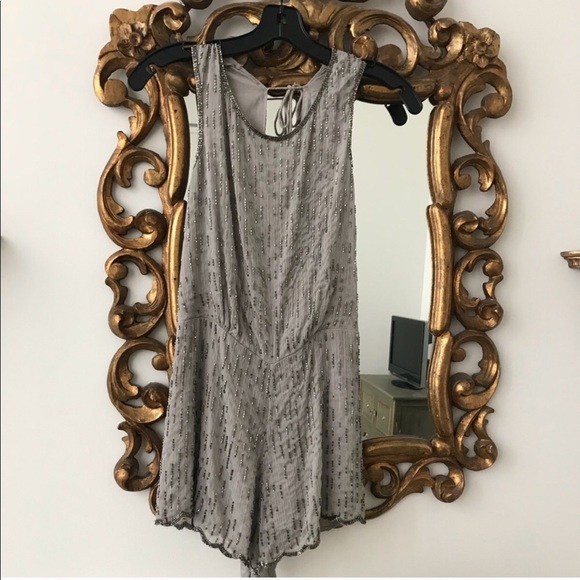 Free People Other - ✨Free People beaded romper gray and silver✨